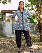 Blue Blossom Maternity Short Kurti