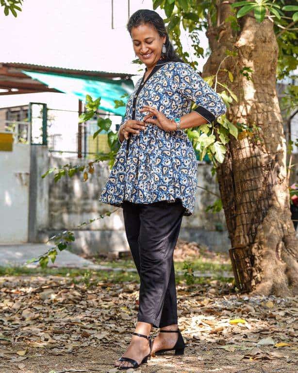 Blue Blossom Maternity Short Kurti