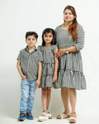 Ikat Checkered Mom Kid Twinning