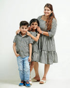Ikat Checkered Mom Kid Twinning