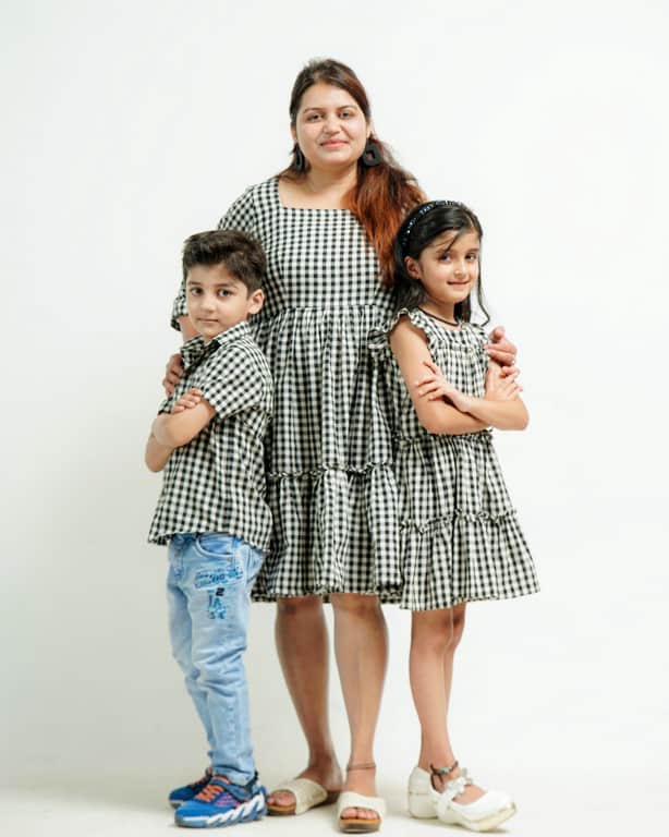 Ikat Checkered Mom Kid Twinning
