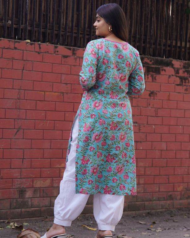 Aqua Floral Maternity Kurti