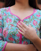 Aqua Floral Maternity Kurti