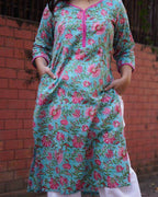 Aqua Floral Maternity Kurti