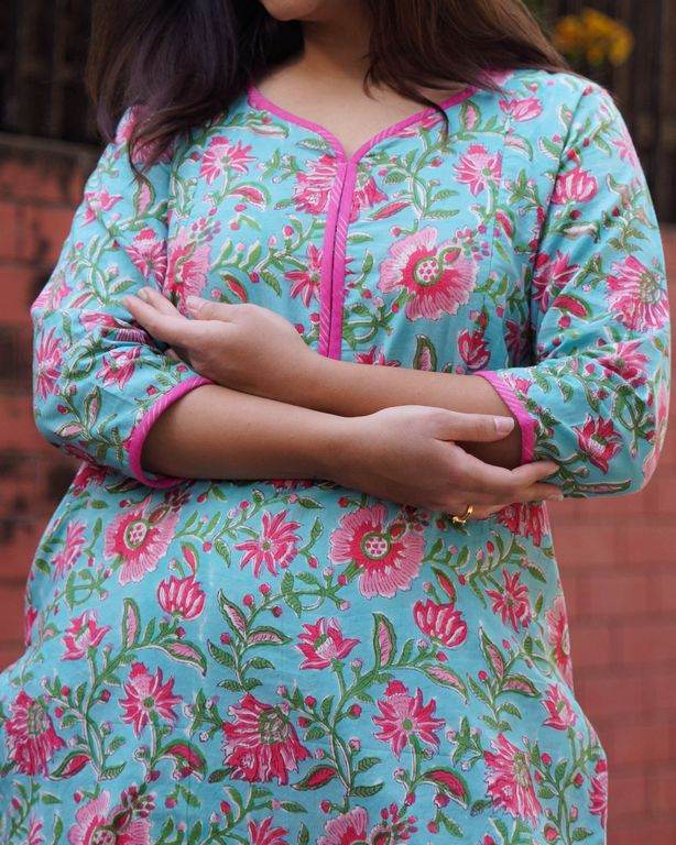 Aqua Floral Maternity Kurti