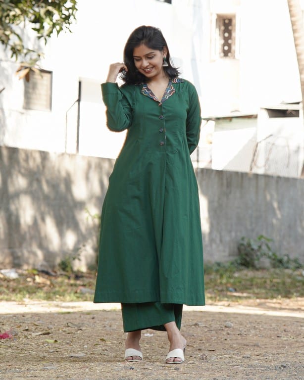 Clover Green Maternity Kurta with Plazzo