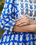 Blue Fish Print Straight Kurta