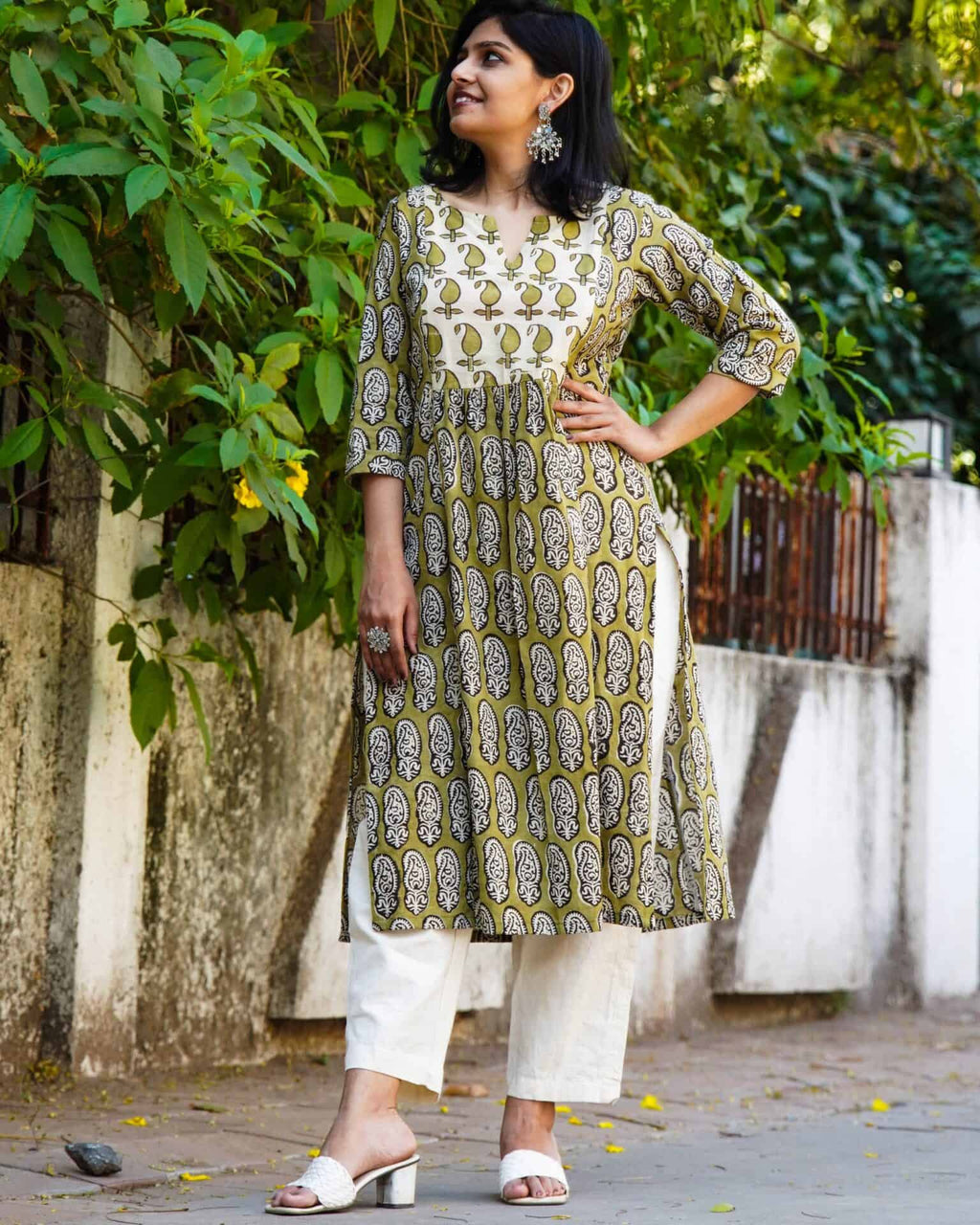 Mustard Block Print Kurti