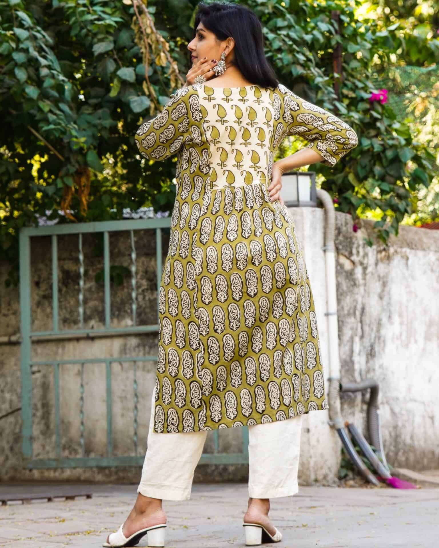Mustard Block Print Kurti