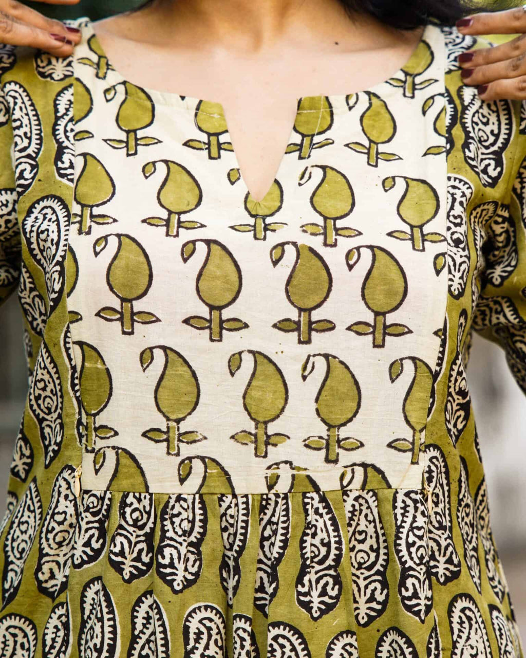 Mustard Block Print Kurti