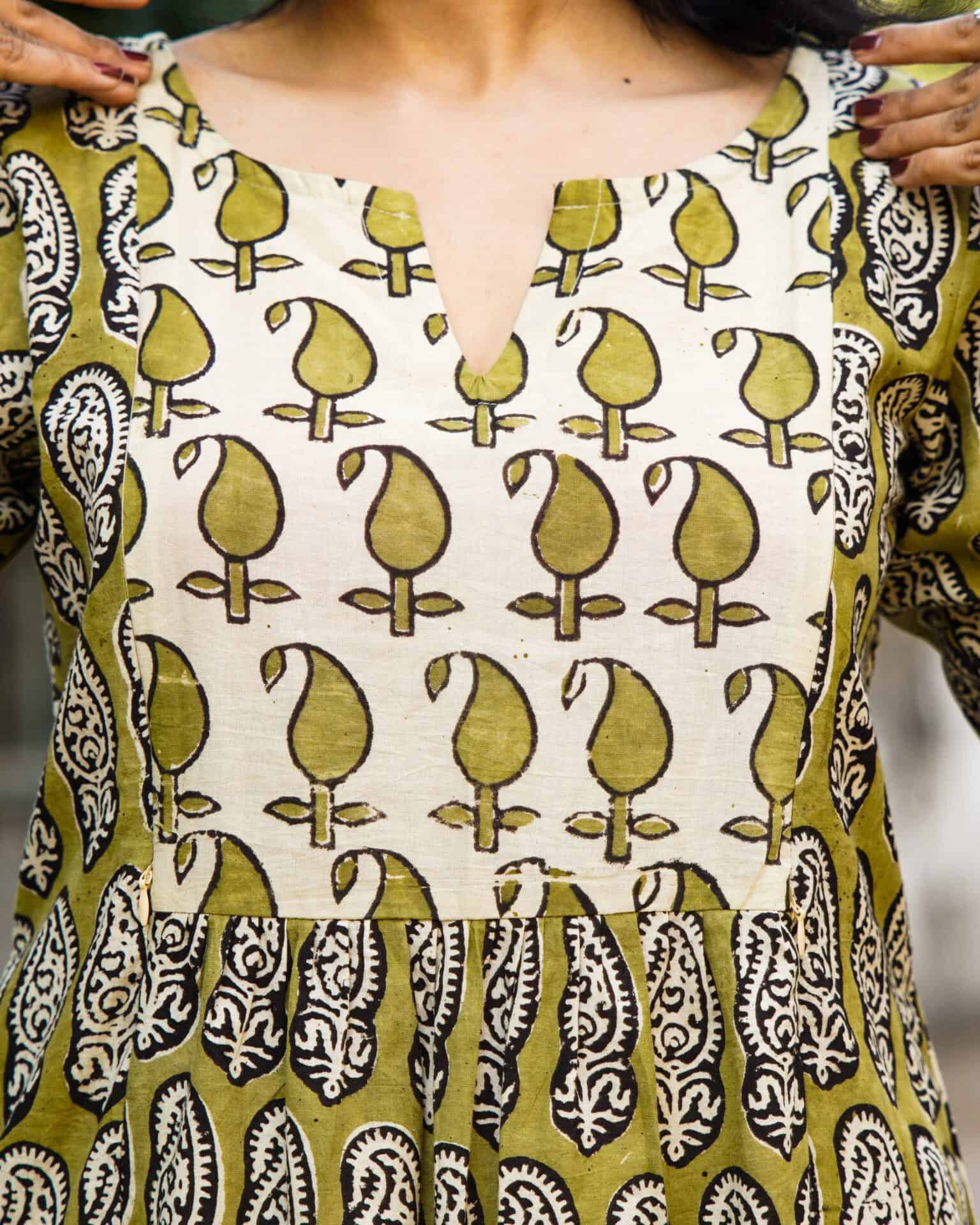Mustard Block Print Kurti
