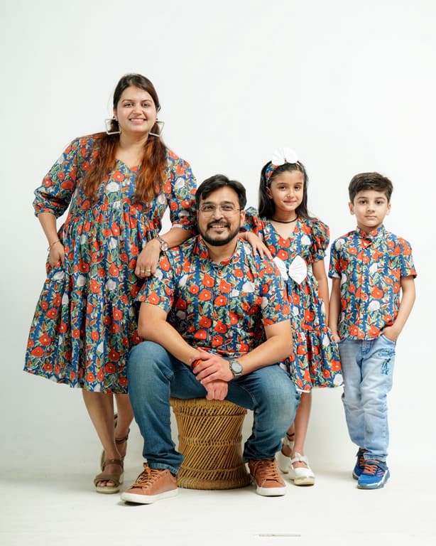 Crimson Blue Floral Family Set