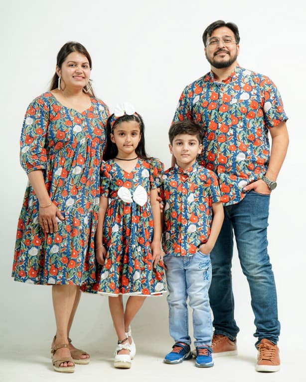 Crimson Blue Floral Family Set