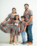 Crimson Blue Floral Family Set