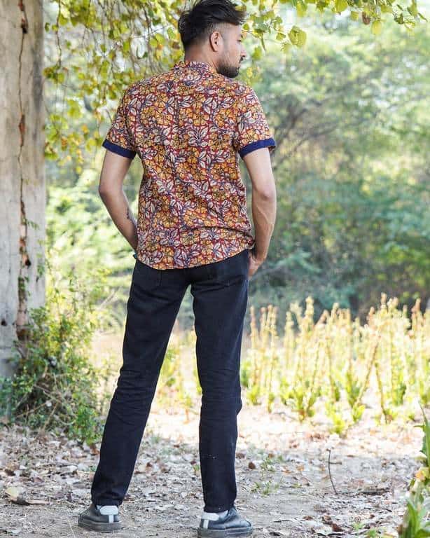 Leafy Wood Blue Shirt