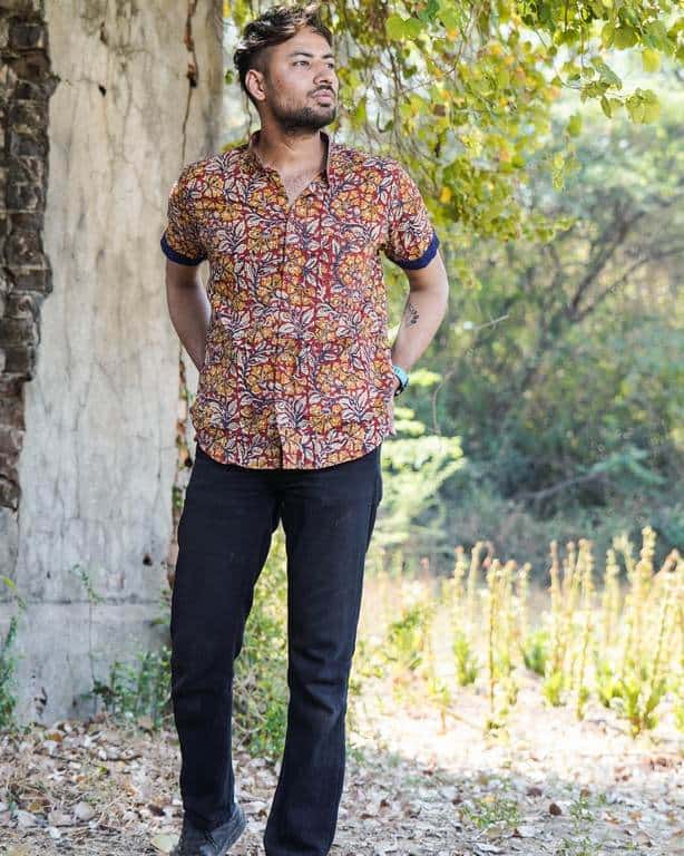 Leafy Wood Blue Shirt