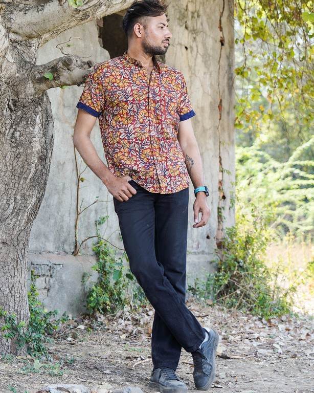 Leafy Wood Blue Shirt