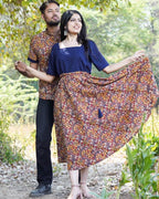 Leafy Wood Blue CutWork Couple Set