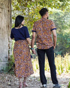 Leafy Wood Blue CutWork Couple Set