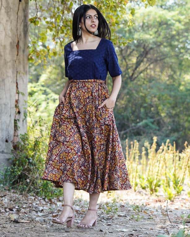 Leafy Wood Blue CutWork Dress
