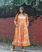 Orange Blossom Flair Ikat Maternity Dress