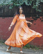 Orange Blossom Flair Ikat Maternity Dress