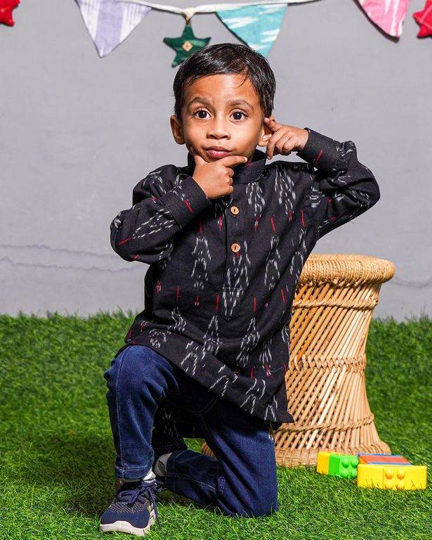 Black Ikat Kids Shirt