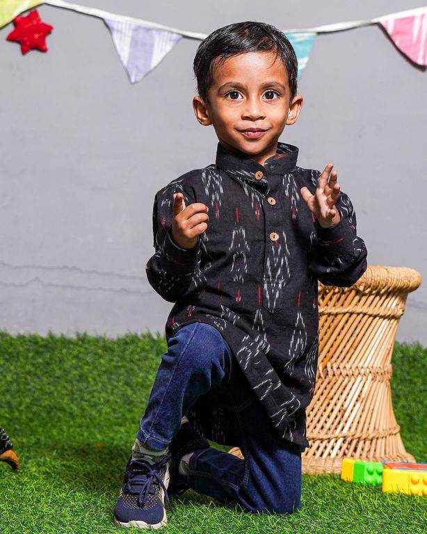 Black Ikat Kids Shirt