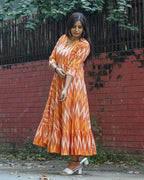 Orange Blossom Flair Ikat Maternity Dress