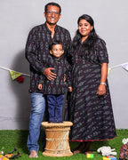 Black Ikat Collared Family Twinning