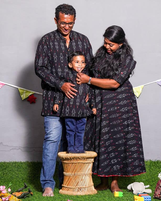 Black Ikat Collared Family Twinning Secondary image