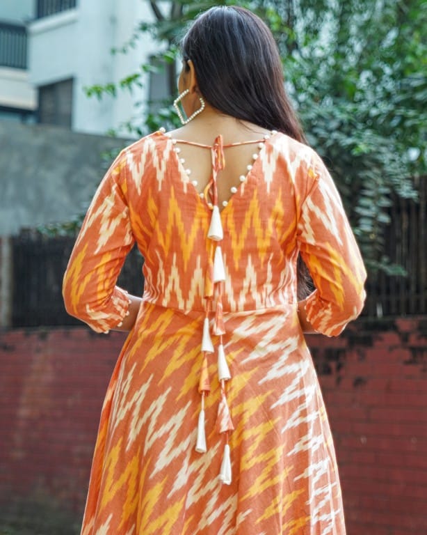 Orange Blossom Flair Ikat Maternity Dress