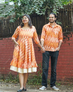 Orange Blossom Frill Ikat Couple Set