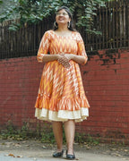 Orange Blossom Ikat Frill Dress
