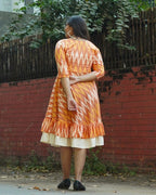 Orange Blossom Ikat Frill Maternity Dress