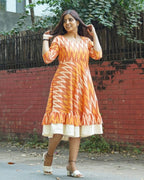 Orange Blossom Ikat Frill Maternity Dress