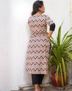 ZigZag Cream Straight Maternity Kurta