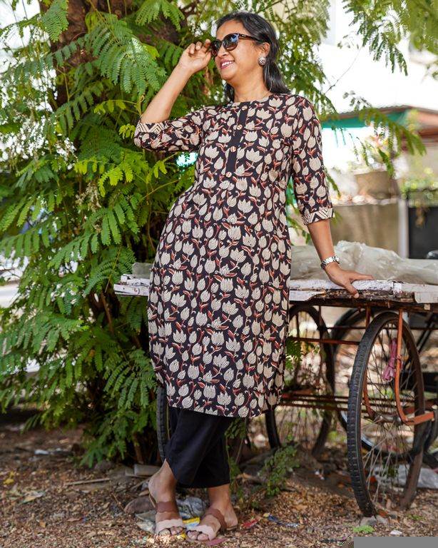 Tulip Black Straight Maternity Kurta