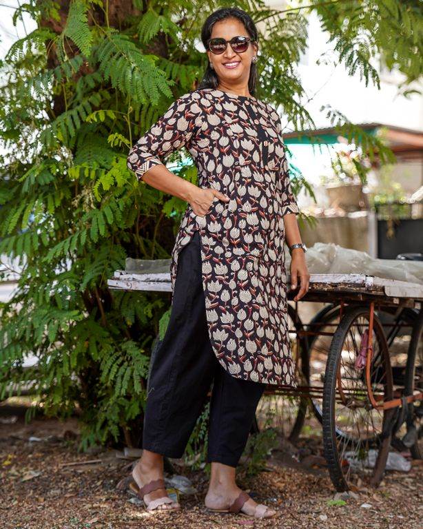 Tulip Black Straight Maternity Kurta