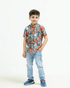 Crimson Blue Floral Short Mother Kids Twinning