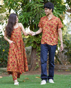 Gerua Floral Spaghetti Palazzo Couple Set