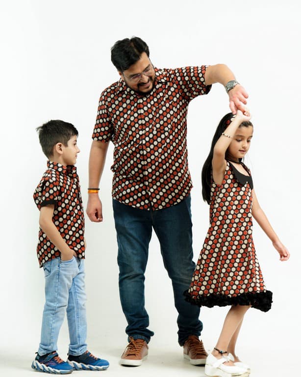 Archies Red Polka Dot Father Kids Twinning