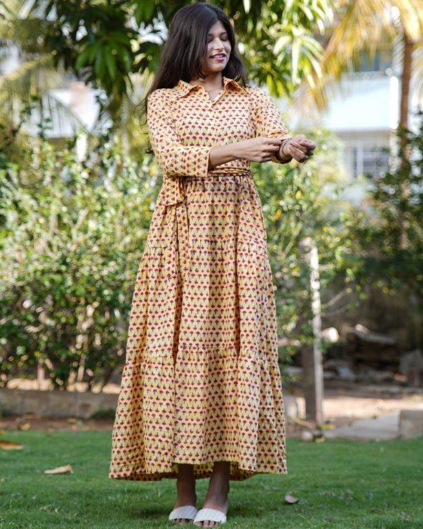 Spring Yellow Tiered Dress
