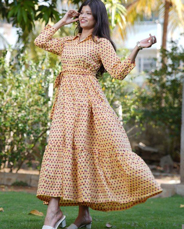 Spring Yellow Tiered Dress