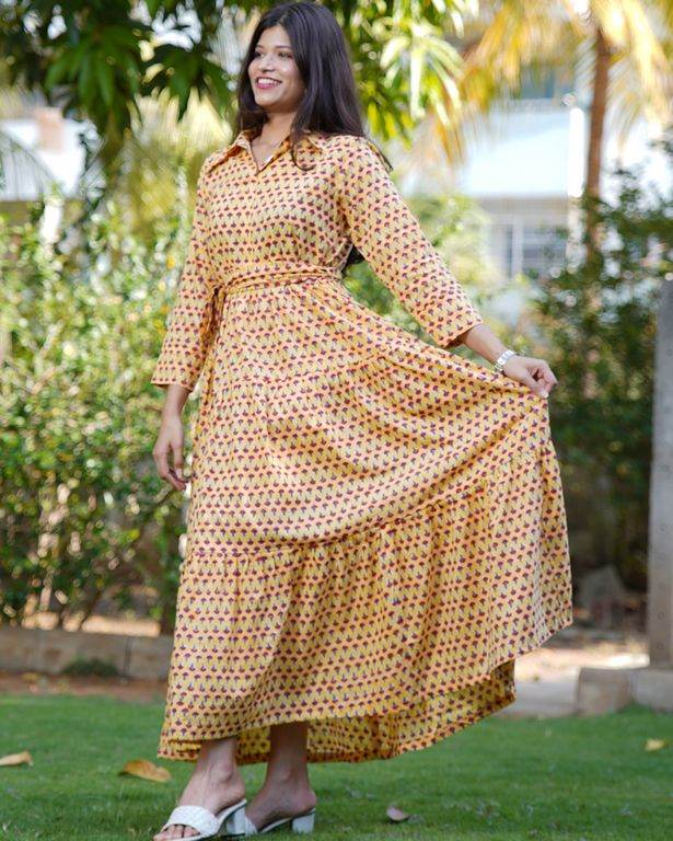 Spring Yellow Tiered Dress