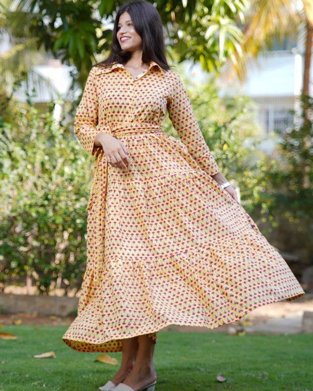 Spring Yellow Tiered Dress