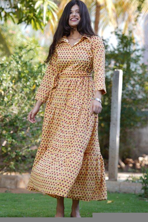 Spring Yellow Tiered Dress