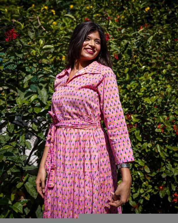 Spring Pink Tiered Dress