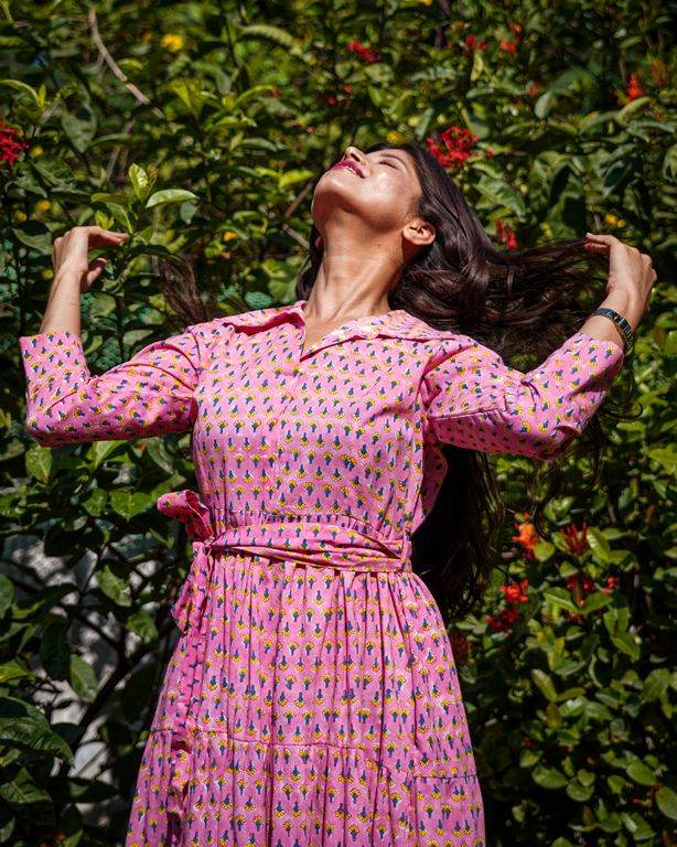 Spring Pink Tiered Dress