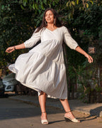 Snowy White Tiered Maternity Dress